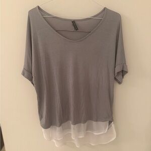 Massini Gray and White Layered Short Sleeve Tee